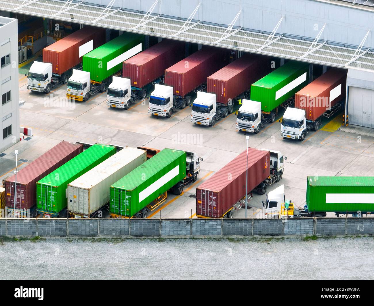 Busy logistics distribution center loading dock