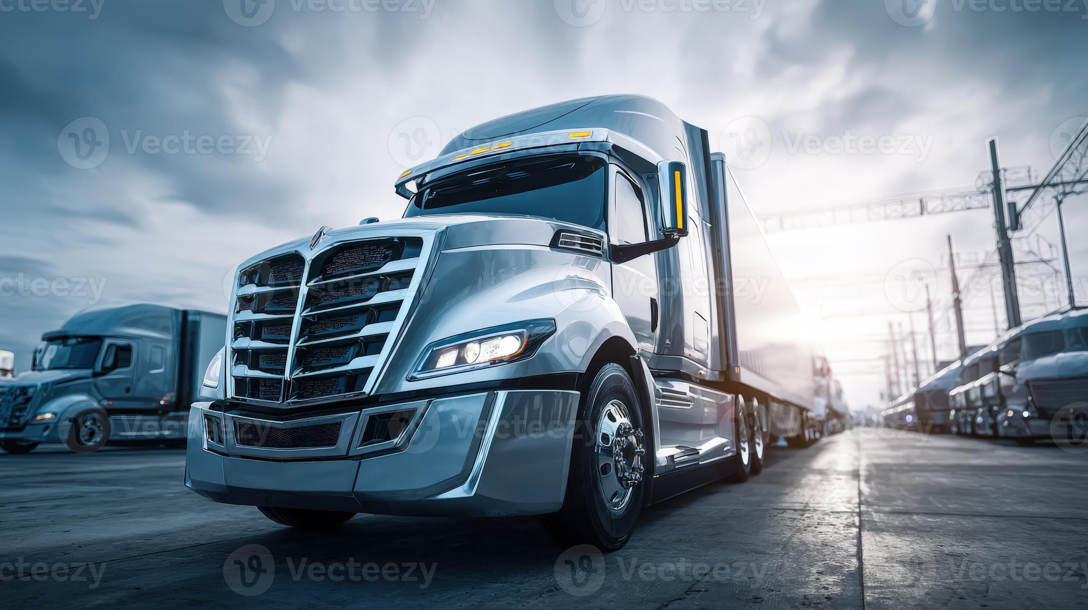 Modern long-haul transport truck on European highway